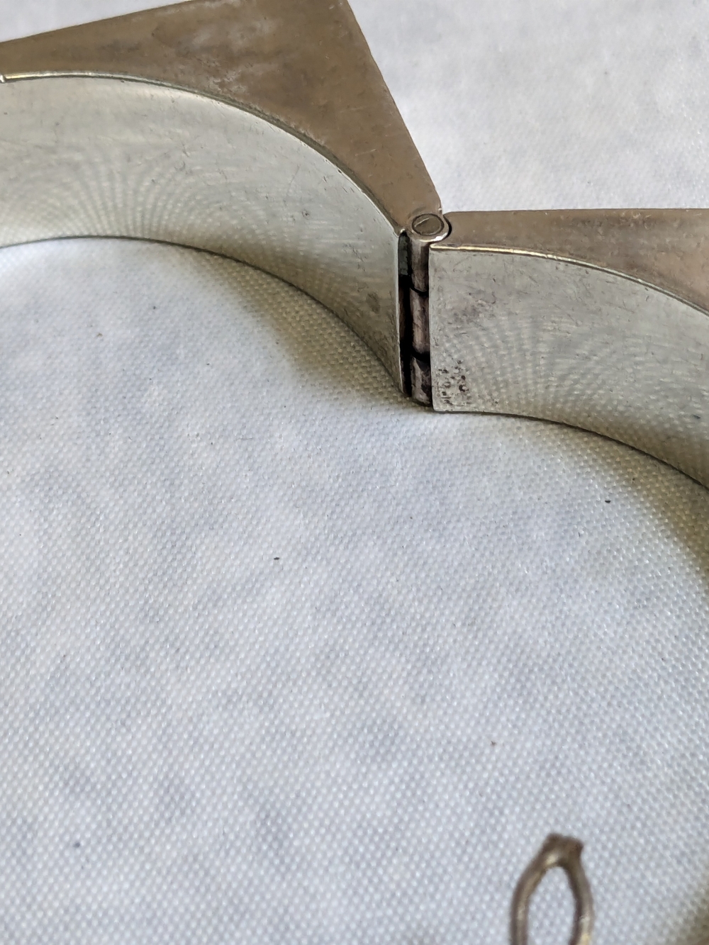 Sterling Silver Square Hinged Bangle Bracelet Taxco 7" Modernist Hollow - Picture 10 of 16